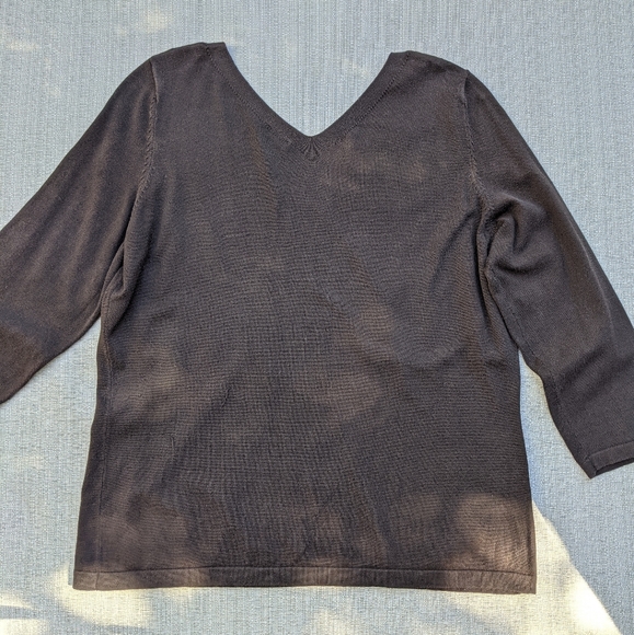 Ann Taylor double V-neck lightweight brown sweater - Picture 4 of 11